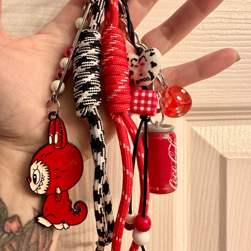 Coca Cola Labubu bag charm keychain